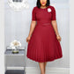 Round Neck Plus Size Mother's Dress Female Pleated Dress