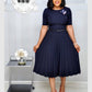 Round Neck Plus Size Mother's Dress Female Pleated Dress